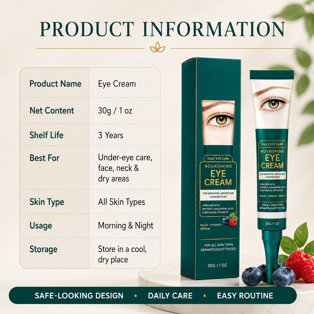 👁️Hoygi Collagen Berry Eye Cream, Anti Dark Circle Anti Aging Under Eye Treatment-TI