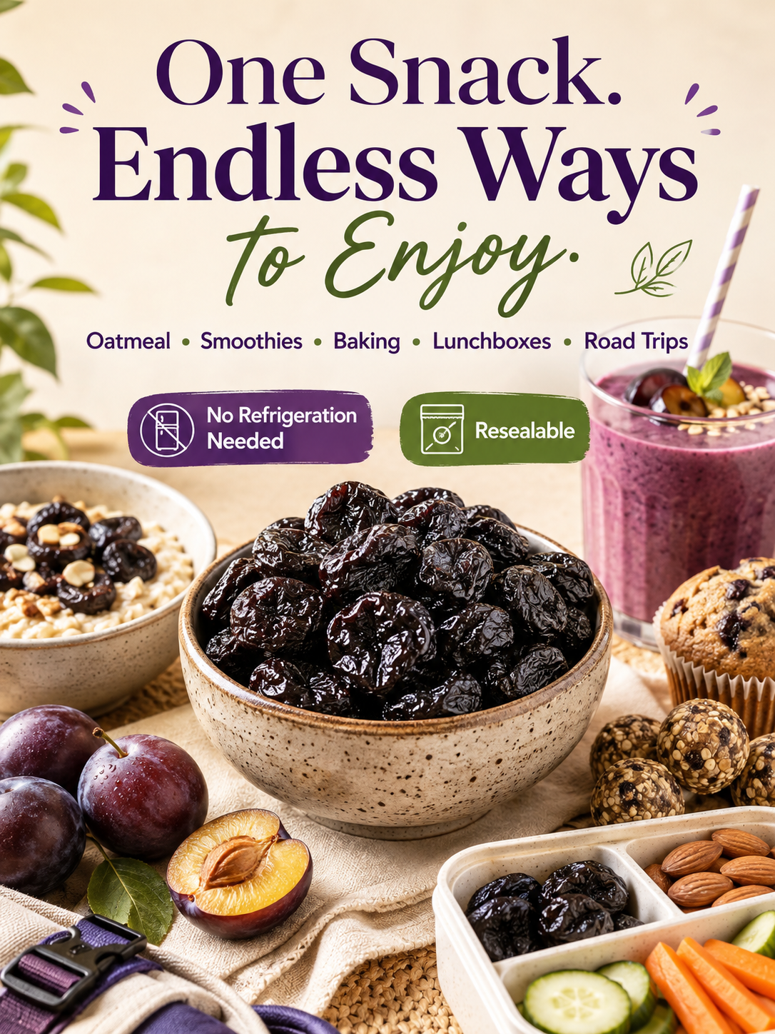 Premium Imported French Prunes, Sun‑Dried Gourmet Dried Fruit, No Added Sugar & Preservatives, Healthy Daily Snack-JT9