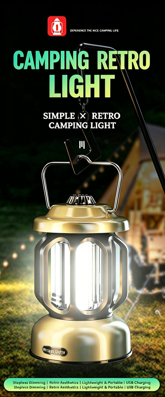 Outdoor Camping Lantern, Ambient Light, Durable, Rechargeable, Portable, Hanging, Suitable for Camping, Lamp-LIN