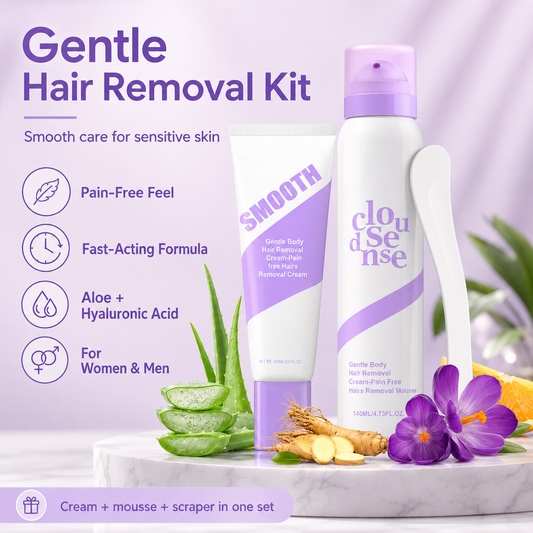 2-Pack Hypoallergenic Bikini Hair Removal Kit💜 , Painless Formula for Sensitive Skin | Fast-Acting Gentle Bundle with Aloe & Hyaluronic Acid, Big Saving for Daily Use-TI