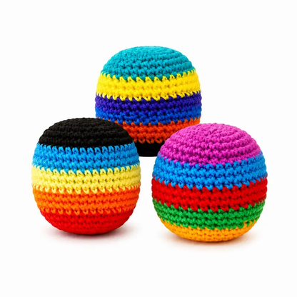 1PCS Hacky Sack Footbag Set Handmade Crochet Hacky Kick Sack Balls Knitted Kick Balls for Kids & Adults, Handmade Toss Bags for Playground, Parties & Travel (Random colors)-LIN