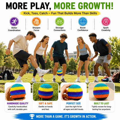 1PCS Hacky Sack Footbag Set Handmade Crochet Hacky Kick Sack Balls Knitted Kick Balls for Kids & Adults, Handmade Toss Bags for Playground, Parties & Travel (Random colors)-LIN