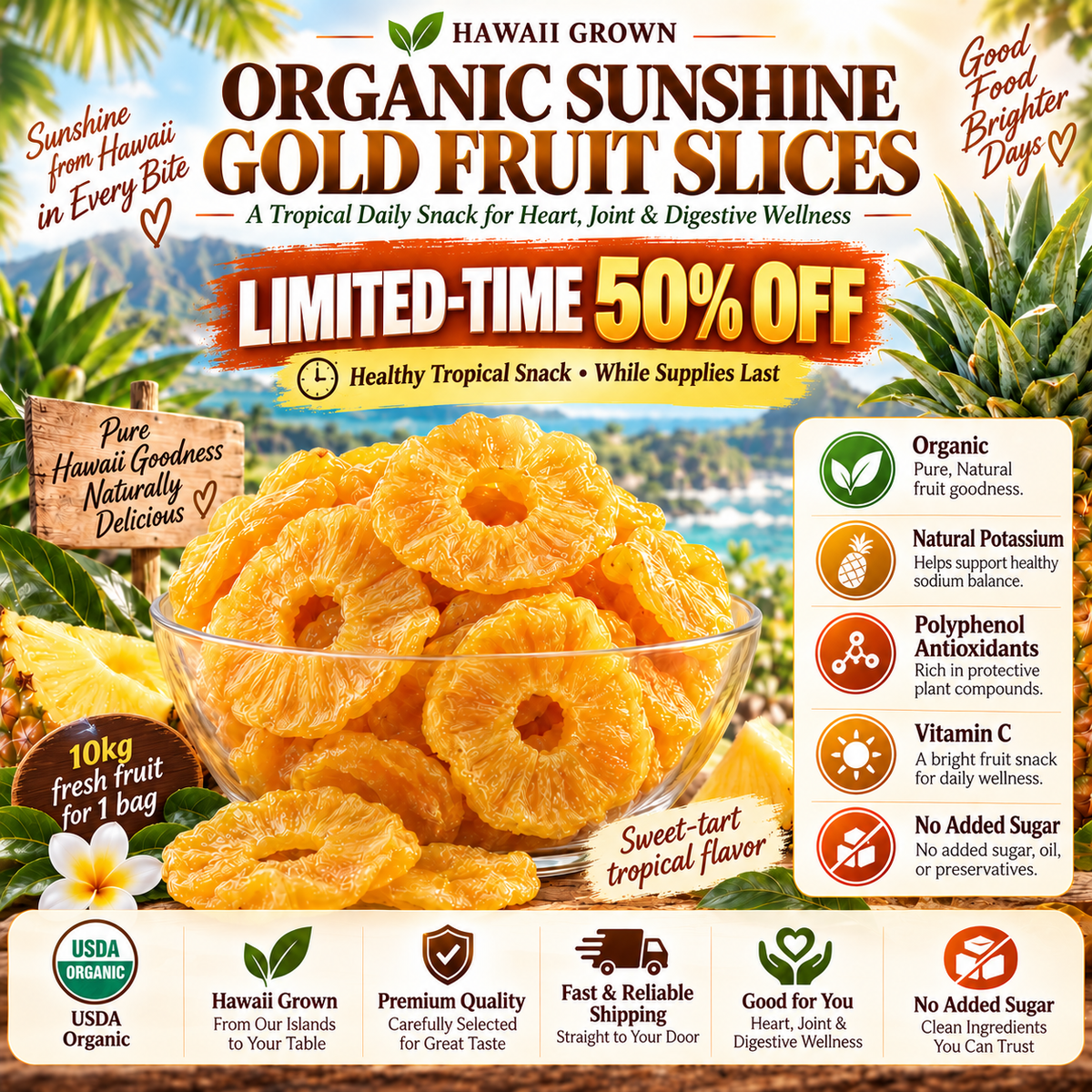 ☀️ Sun-Ripened Hawaiian Pineapple — Tropical Goodness in Every Bite-yan