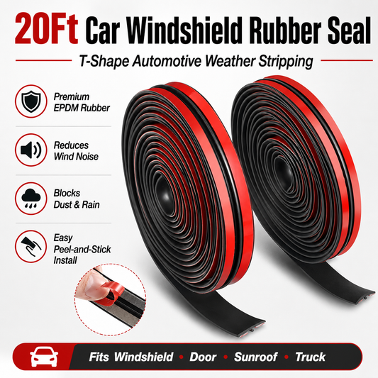 🚗20Ft T-Type Car Rubber Weather Stripping, Windshield Door Sunroof Seal for Cars & Trucks-TI