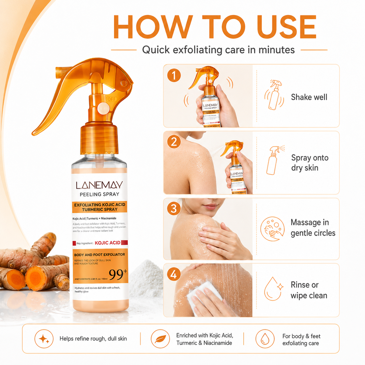 🫚Keratin Repair Turmeric & Kojic Acid Peel Spray 100ML🫧,Peel Treatment for Keratin Care, Pore Clearing & Skin Repair-TI