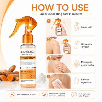 🫚Keratin Repair Turmeric & Kojic Acid Peel Spray 100ML🫧,Peel Treatment for Keratin Care, Pore Clearing & Skin Repair-TI