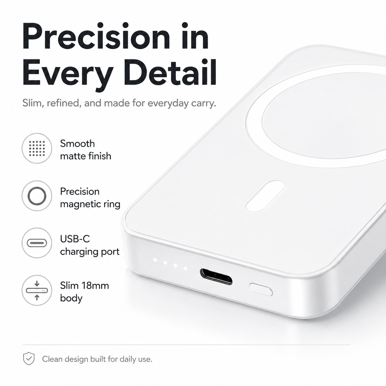 📱5000mAh Magnetic Wireless Power Bank for iPhone 12 to 17, Compatible with MagSafe Cases & Bare Phones, Portable Charger | Father's Day Gift-TI