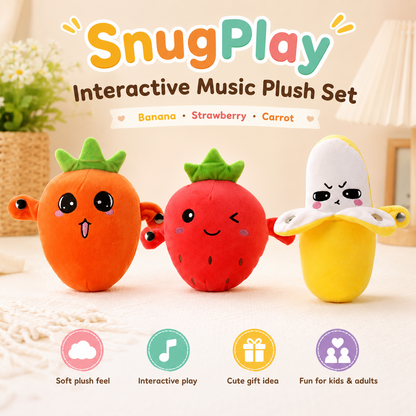 🎵Interactive Music Plush Toy Set🎁–Banana, Strawberry & Carrot Electric Stuffed Toys, Fun Prank & Play Toy for Family, Friends & Couples, Perfect Holiday Gift for Kids & Adults-TI