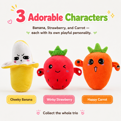 🎵Interactive Music Plush Toy Set🎁–Banana, Strawberry & Carrot Electric Stuffed Toys, Fun Prank & Play Toy for Family, Friends & Couples, Perfect Holiday Gift for Kids & Adults-TI