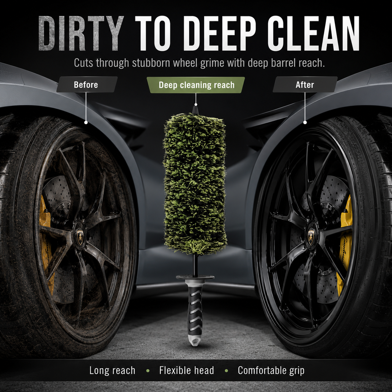 🚗Viking V+ Wheel Brushche🛞, Effective Tool for Wheel Deep Cleaning, 17 Inch Length,1 Pack-TI