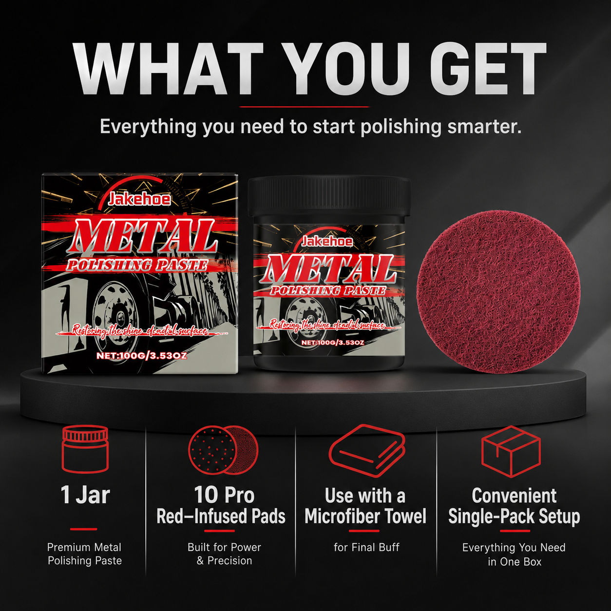 🚗Metal Professional Red Paste Pro Pads| Synthetic Pads for Aggressive Cutting & Metal Finishing-TI