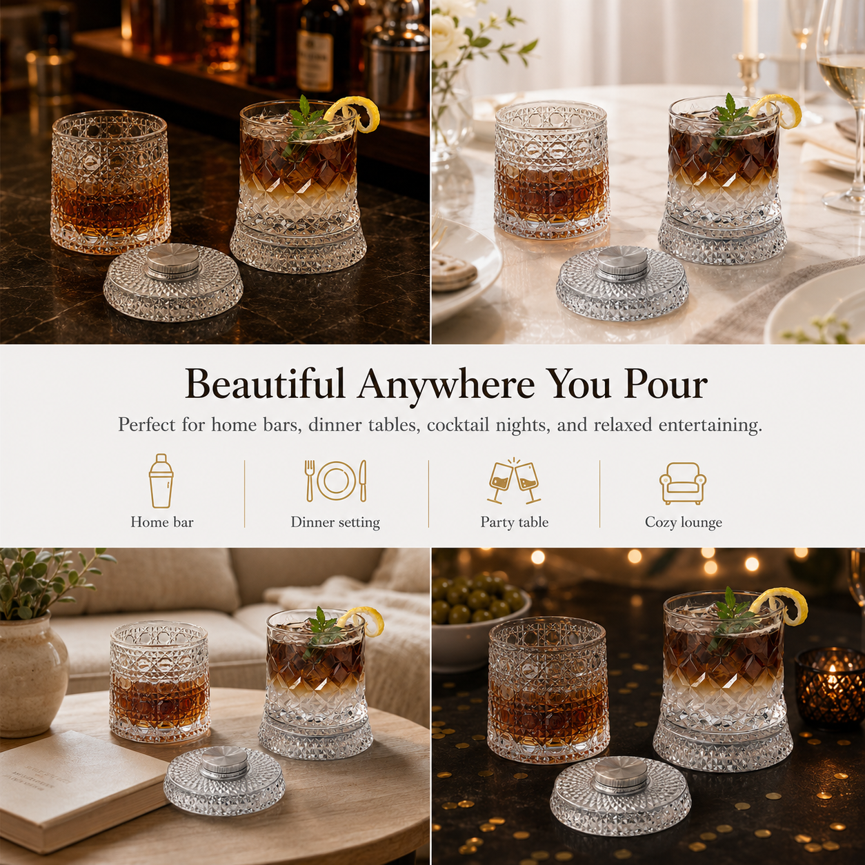 🥃Luxury 360° Rotating Crystal Glass🥂, Star-Cut Whiskey & Wine Glass, Elegant Barware Gift for Stress Relief-TI