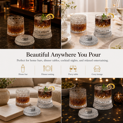 🥃Luxury 360° Rotating Crystal Glass🥂, Star-Cut Whiskey & Wine Glass, Elegant Barware Gift for Stress Relief-TI