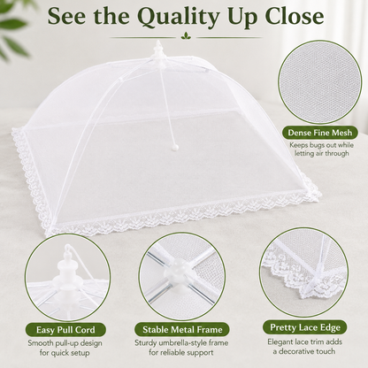 🚫🪰Foldable Mesh Food Tent Cover, Portable Bug Proof Food Protector for Outdoor Picnic BBQ Party, Lightweight Kitchen Fruit & Salad Food Shelter-TI
