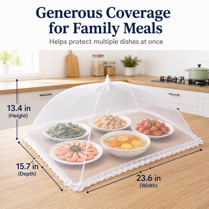 🚫🪰Foldable Mesh Food Tent Cover, Portable Bug Proof Food Protector for Outdoor Picnic BBQ Party, Lightweight Kitchen Fruit & Salad Food Shelter-TI