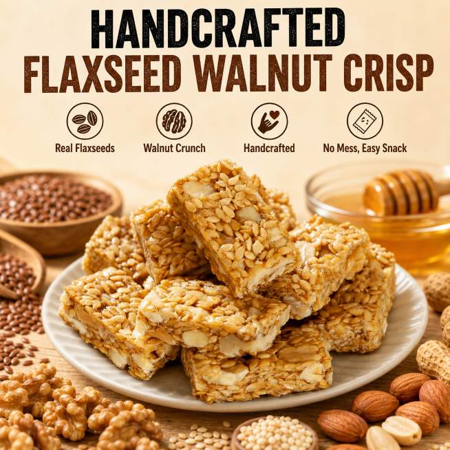 🤤Healthy Flaxseed Walnut Crisp Bars🌿, Natural Nut‑Seed Energy Snacks for Daily On‑the‑Go Eating-TI