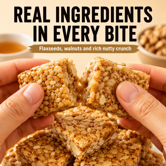 🤤Healthy Flaxseed Walnut Crisp Bars🌿, Natural Nut‑Seed Energy Snacks for Daily On‑the‑Go Eating-TI