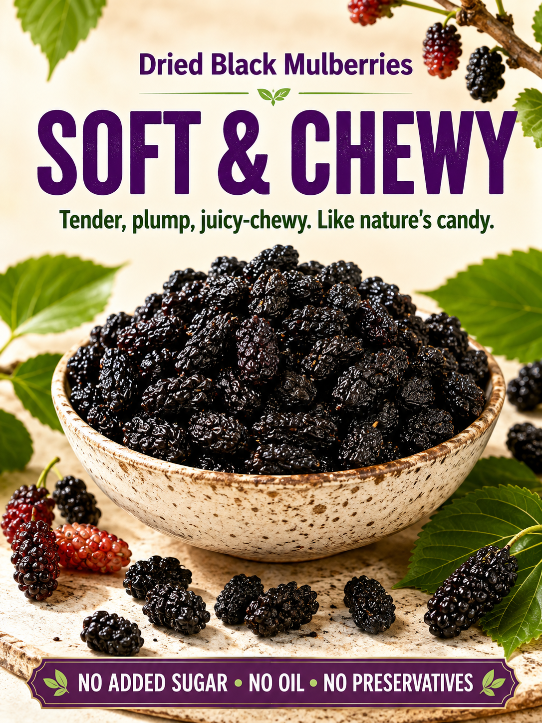 🍇Dried Black Mulberries — the superfruit snack-JT9