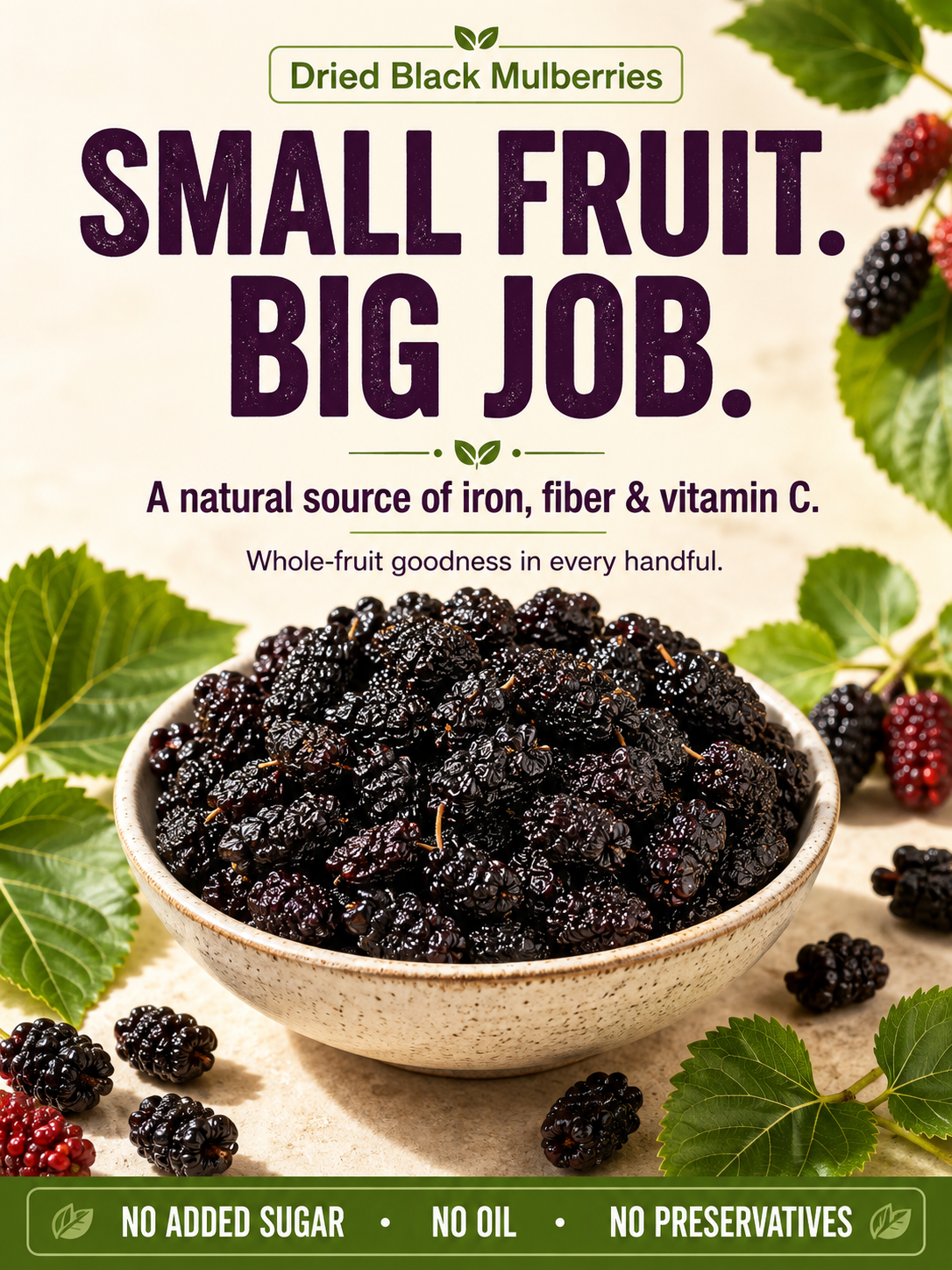 🍇Dried Black Mulberries — the superfruit snack-JT9