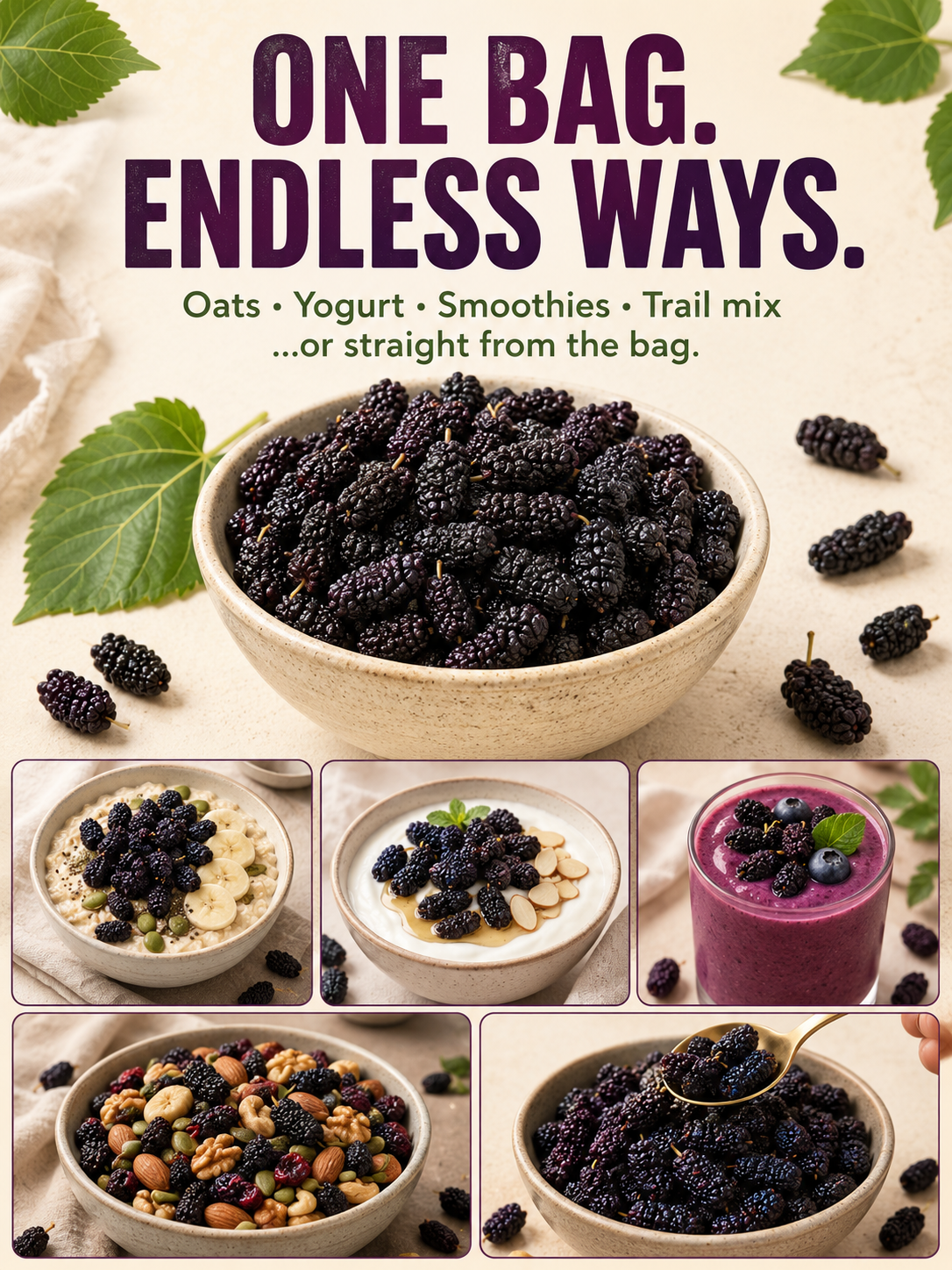 🍇Dried Black Mulberries — the superfruit snack-JT9