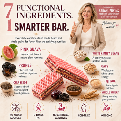 Prune Guava Chia Seed Wafer Protein Bar, High‑Fiber Crispy Meal Replacement Snack-JT9
