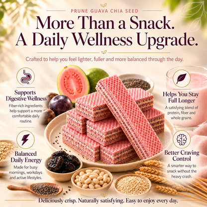 Prune Guava Chia Seed Wafer Protein Bar, High‑Fiber Crispy Meal Replacement Snack-JT9