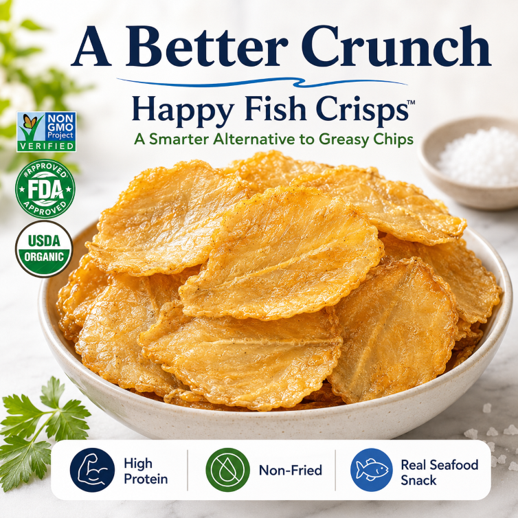 Happy Fish Crisps™ – A Light, Crispy & High-Protein Seafood Snack Made for Every Craving-TI
