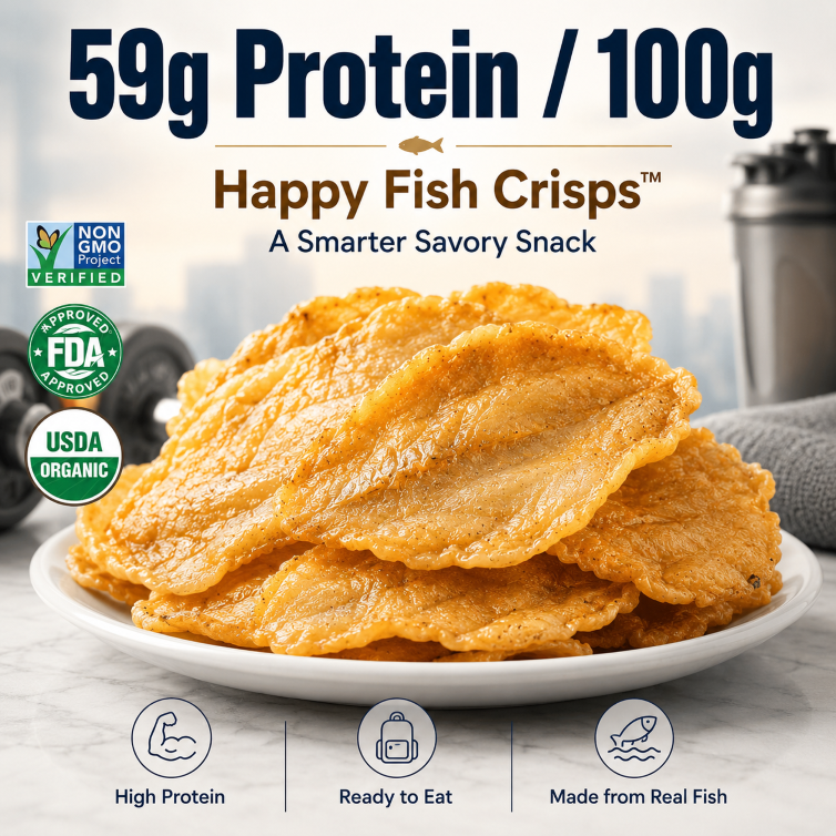 Happy Fish Crisps™ – A Light, Crispy & High-Protein Seafood Snack Made for Every Craving-TI