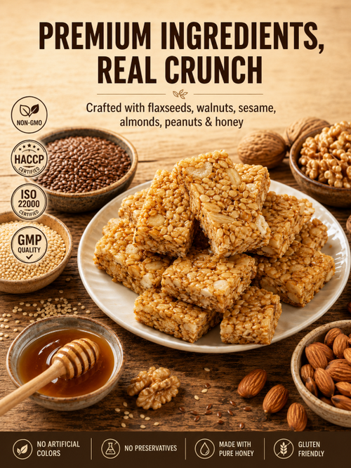 🤤Healthy Flaxseed Walnut Crisp Bars🌿, Natural Nut‑Seed Energy Snacks for Daily On‑the‑Go Eating-TI