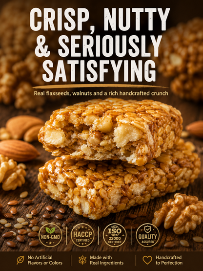 🤤Healthy Flaxseed Walnut Crisp Bars🌿, Natural Nut‑Seed Energy Snacks for Daily On‑the‑Go Eating-TI