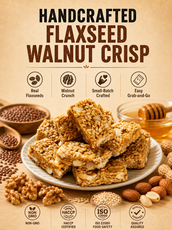🤤Healthy Flaxseed Walnut Crisp Bars🌿, Natural Nut‑Seed Energy Snacks for Daily On‑the‑Go Eating-TI