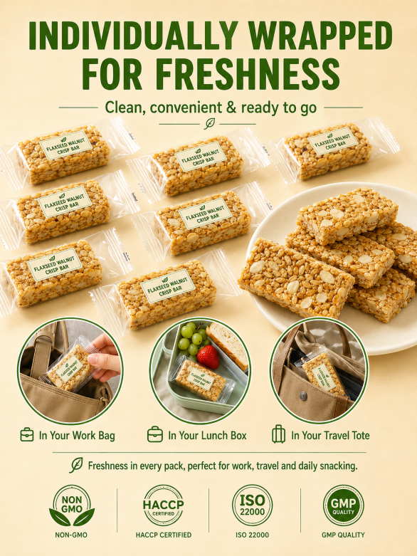 🤤Healthy Flaxseed Walnut Crisp Bars🌿, Natural Nut‑Seed Energy Snacks for Daily On‑the‑Go Eating-TI