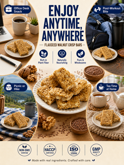 🤤Healthy Flaxseed Walnut Crisp Bars🌿, Natural Nut‑Seed Energy Snacks for Daily On‑the‑Go Eating-TI