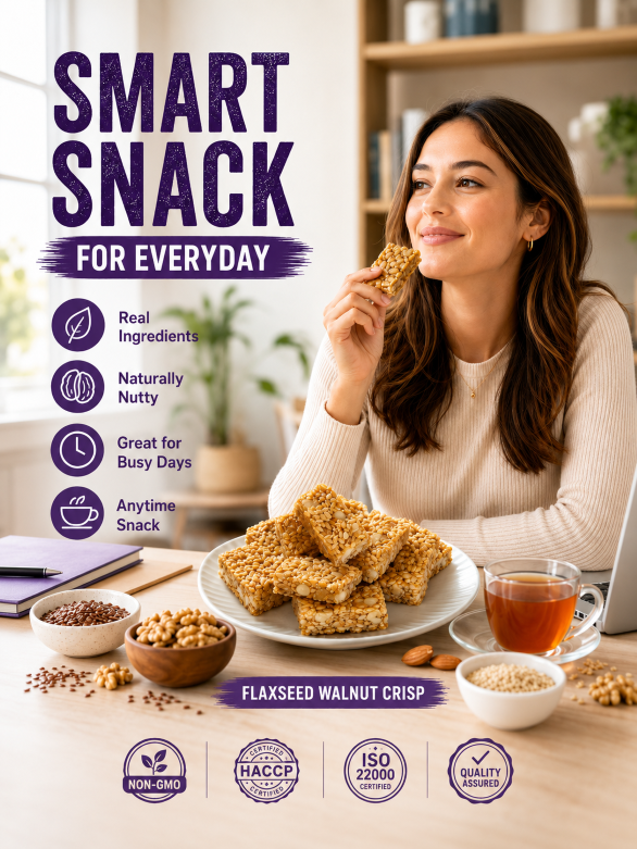 🤤Healthy Flaxseed Walnut Crisp Bars🌿, Natural Nut‑Seed Energy Snacks for Daily On‑the‑Go Eating-TI