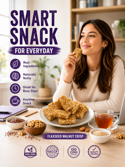 🤤Healthy Flaxseed Walnut Crisp Bars🌿, Natural Nut‑Seed Energy Snacks for Daily On‑the‑Go Eating-TI