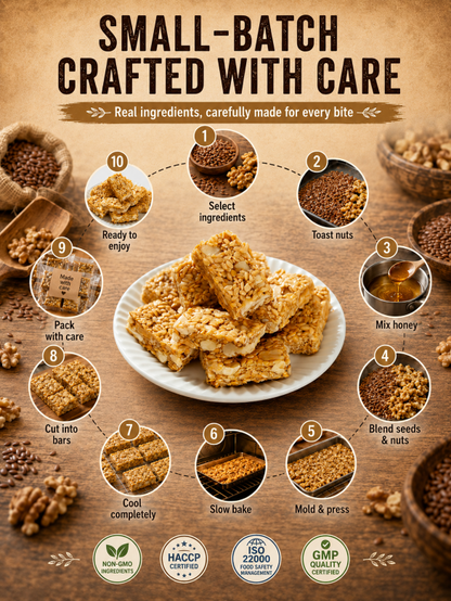 🤤Healthy Flaxseed Walnut Crisp Bars🌿, Natural Nut‑Seed Energy Snacks for Daily On‑the‑Go Eating-TI