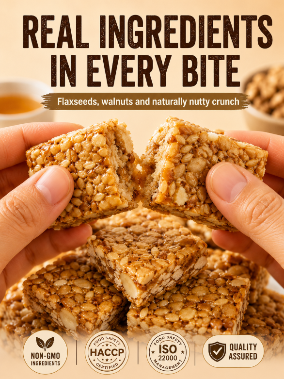🤤Healthy Flaxseed Walnut Crisp Bars🌿, Natural Nut‑Seed Energy Snacks for Daily On‑the‑Go Eating-TI