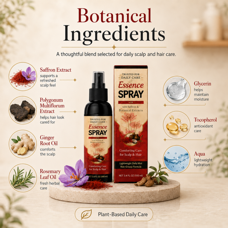 👱🏻‍♀️Polygonum Multiflorum Saffron Scalp Essence Spray🌿, Herbal Treatment for Gray Hair & Thinning Hair Loss-TI