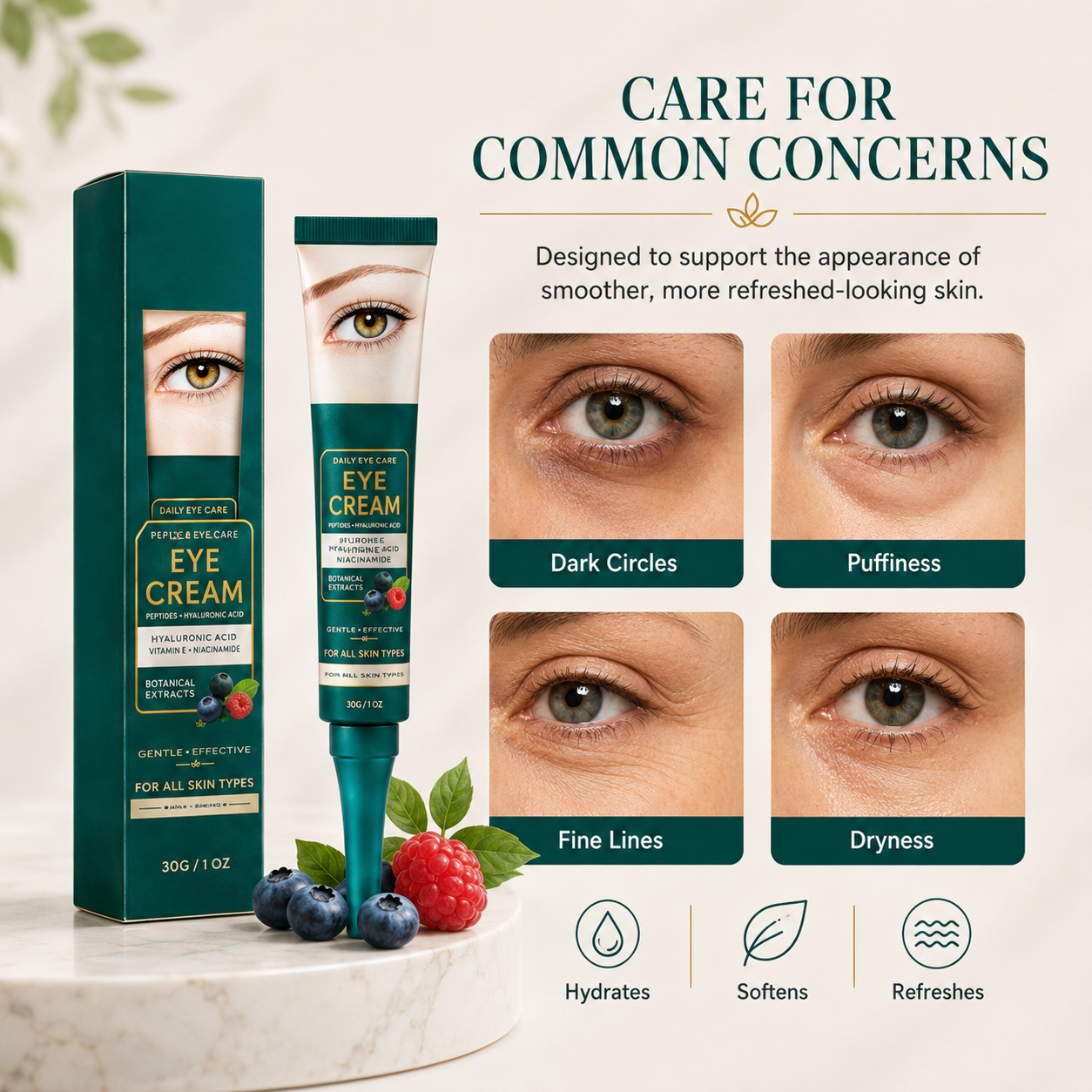 👁️Hoygi Collagen Berry Eye Cream, Anti Dark Circle Anti Aging Under Eye Treatment-TI