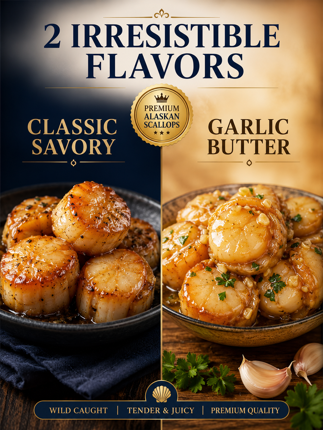 🐚 Wild-Caught Alaskan Scallops – Tender, Juicy & Ready to Eat ✨-JT2
