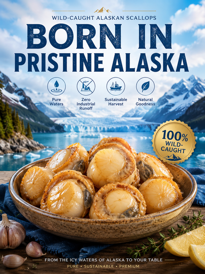 🐚 Wild-Caught Alaskan Scallops – Tender, Juicy & Ready to Eat ✨-JT2