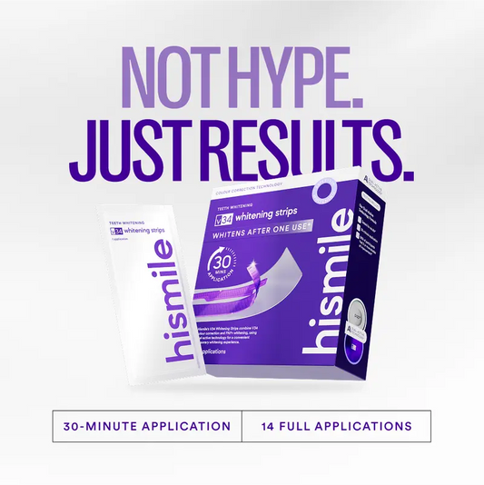 🦷Hismile V34 Whitening Strips: Advanced Teeth Whitening + Purple Colour Correction for Brighter Smiles-TI